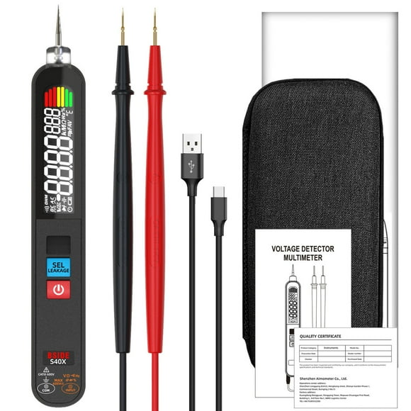 TFixol S40X Détecteur de Fuite Multifonctionnel & Multimètre avec Écran Couleur - Tension, Courant, Résistance, Capacité, Diode, Fréquence, Cycle de Service, Mesure de Température, Tension Dangereuse