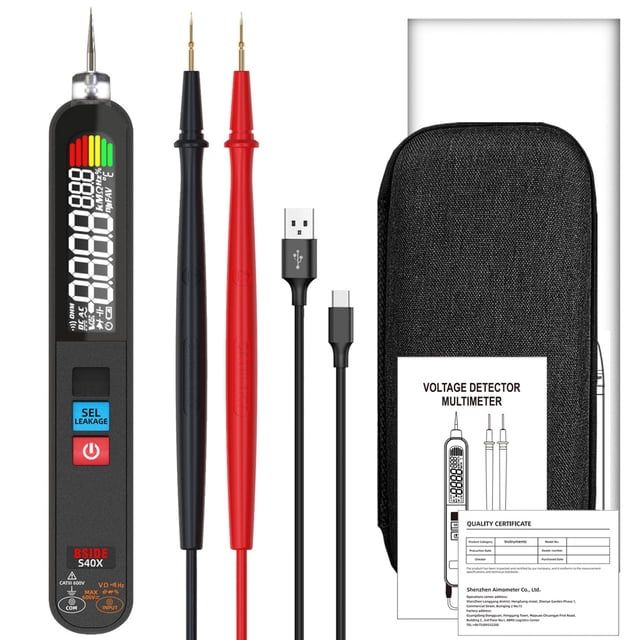 BSIDE S40X Multi-Function Leakage Tester & Digital Multimeter - 2-in-1 Voltage, Current, Resistance, Capacitance, Diode, Frequency, Temperature Measurement with Smart Features and Color Display