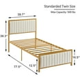 thumbnail image 7 of VECELO Twin Size Metal Platform Bed Frame, Modern Upholstered Bed Frame with Velvet Tufted Headboard and Footboard, No Box Spring Needed, Gold & Beige, 7 of 7