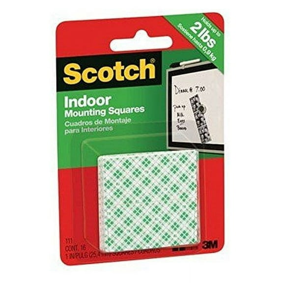 Scotch : Precut Foam Mounting 1 Squares, Double-Sided, Permanent 16 Squares/pack -:- Sold as 2 Packs of - 16 - / - Total of 32 Each