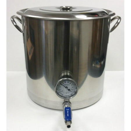 - Learn to Brew 32 Quart Stainless Steel Stock Pot with Weldless Valve & Thermometer (8 Gallon)