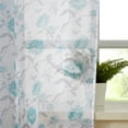 thumbnail image 4 of Bohogeo Teal Floral Leaf Print Poly Sheer Curtains with Linen Texture,2 Panels,84 inches in Length,Light-Filtering Privacy-Friendly Window Drapes with Rod Pocket for Living Room Decor,56W x 84L, 4 of 7