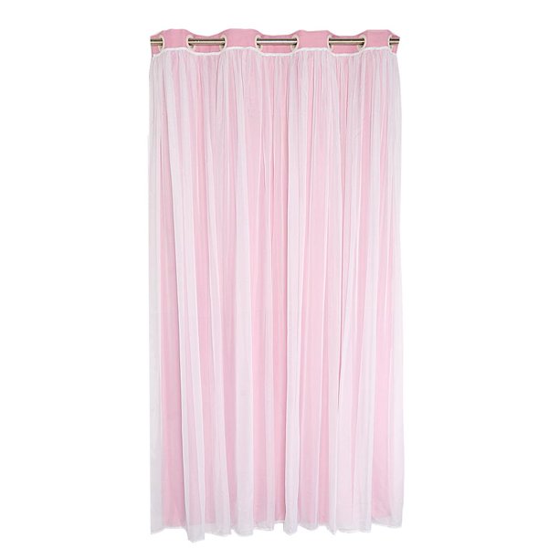 Cortina transparente 2 en 1 para persianas de ventana con ojales en parte 100x250cm-Rosa 150x250cm-Rosa Sunnimix Cortina de encaje