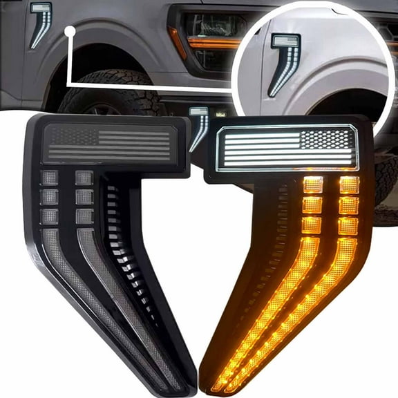 Sequential Flash LED Side Marker Lights with DRL & Turn Signal for Ford F150 2021-2023 XL/XLT/Lariat Waterproof Plug & Play Direct Replacement