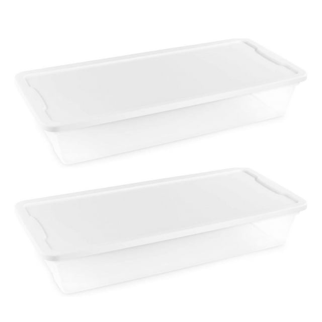 HOMZ Bac de Rangement Empilable en Plastique Transparent de 41 Pintes avec Couvercle, Lot de 2, Transparent