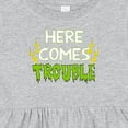 thumbnail image 4 of Inktastic Here Comes Trouble Girls Baby Dress, 4 of 5