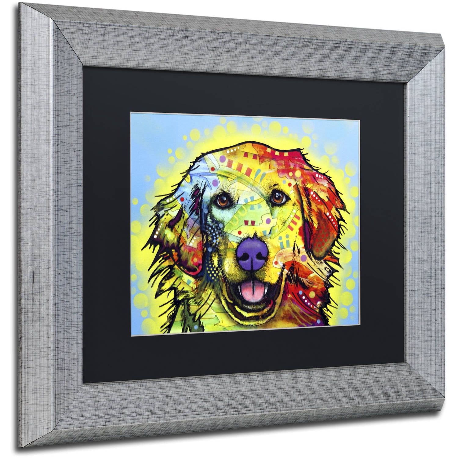 Trademark Fine Art "Golden Retriever" Canvas Art by Dean Russo, Black Matte, Silver Frame