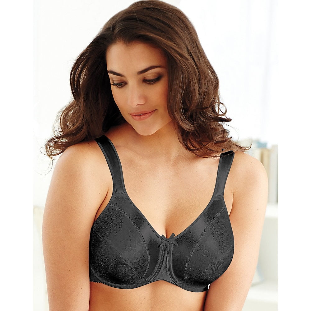 Bali Women's Satin Tracings Black Nylon Underwire Minimizer Bra