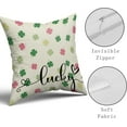 thumbnail image 4 of St Patricks Pillow Covers 18x18 Set of 2 St. Patrick''s Day Pink Green Colorful Lucky Clover Throw Pillows Spring Themed Shamrock Decorative Pillowcase Rustic Cotton Cushion Cover for Couch Sofa Bed, 4 of 6