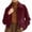 Burgundy, variant on Womens Faux Suede Bomber Jacket Cropped Zip Up Long Sleeve Vintage Casual Coats