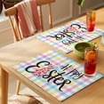 thumbnail image 4 of Easter Placemats Set of 12 Spring Leopard Printed Bunny Colorful Striped Place Mats Indoor Wipeable Table Mats Washable Cloth Dining Table Placemats for Kitchen Holiday Party Home Decor 13x19 Inch, 4 of 9