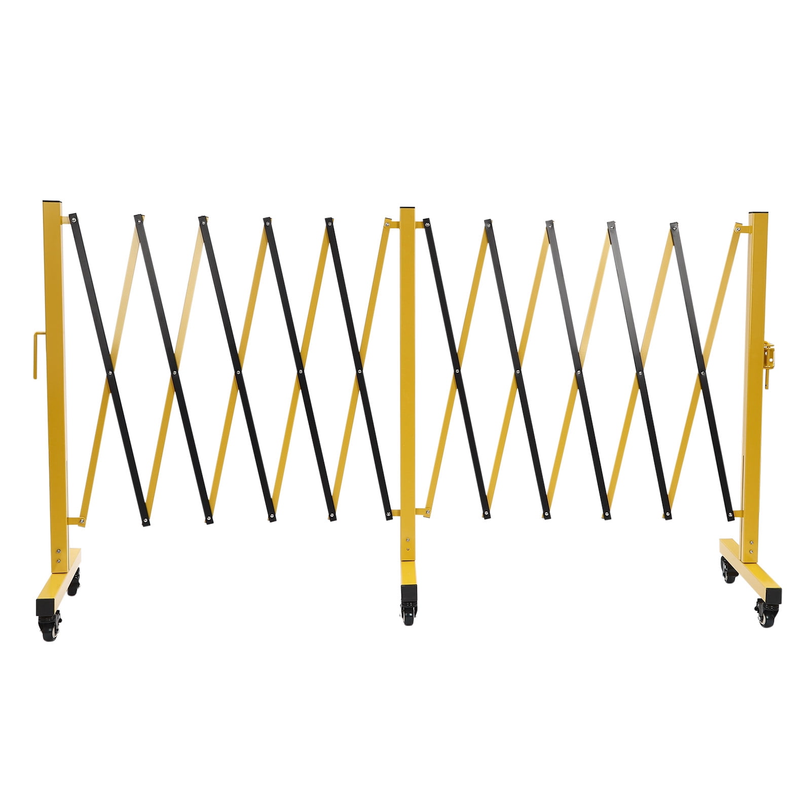 Mobile Barricade Gate with Casters, Aluminium Portable Expansion Flexible Fence Barricade Safety Barrier 16.4*4.4ft Yellow