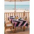 thumbnail image 3 of 60x120 Inch Outdoor Tablecloth with Umbrella Hole Zipper Rectangle Abstract Pink Rectangular Tablecloths Outside Waterproof Geometric Zigzag Waves Bohemian Stripes Patio Table Cloth Cover for Picnic, 3 of 8