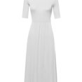 thumbnail image 3 of FashionOutfit Women's Solid Scoop Neck High Waist 3/4 Sleeves Maxi Dress, 3 of 3