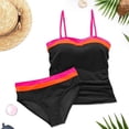 thumbnail image 4 of IYYVV Bandeau Tankini Swimsuits For Women - Two Piece Ruched Tummy Control Bathing Suit Strapless Modest Swimwear With Bottoms Multicolor S, 4 of 6
