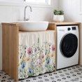 thumbnail image 3 of Spring Floral Cabinet Curtain 35"Wx35"L,Dustproof Under Sink Skirt with Self Adhesive Tape,Watercolor Herbs Summer Botanical Rustic Cabinet Curtain Cover for Kitchen Sink,Bathroom Vanity,Laundry Room, 3 of 9