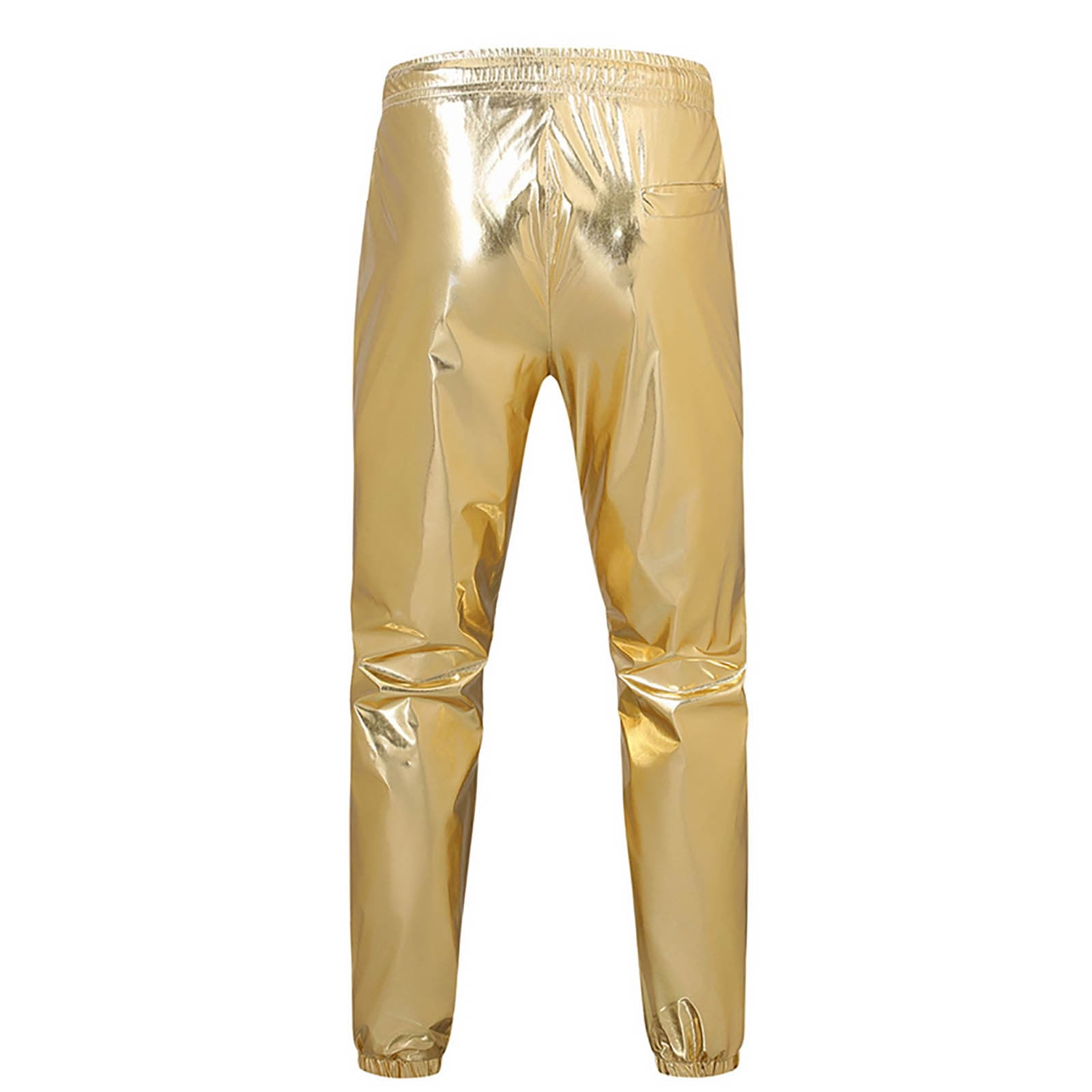 Men's Pants Mens Gold Shiny Pants Breathable Rave Nightclub Loose