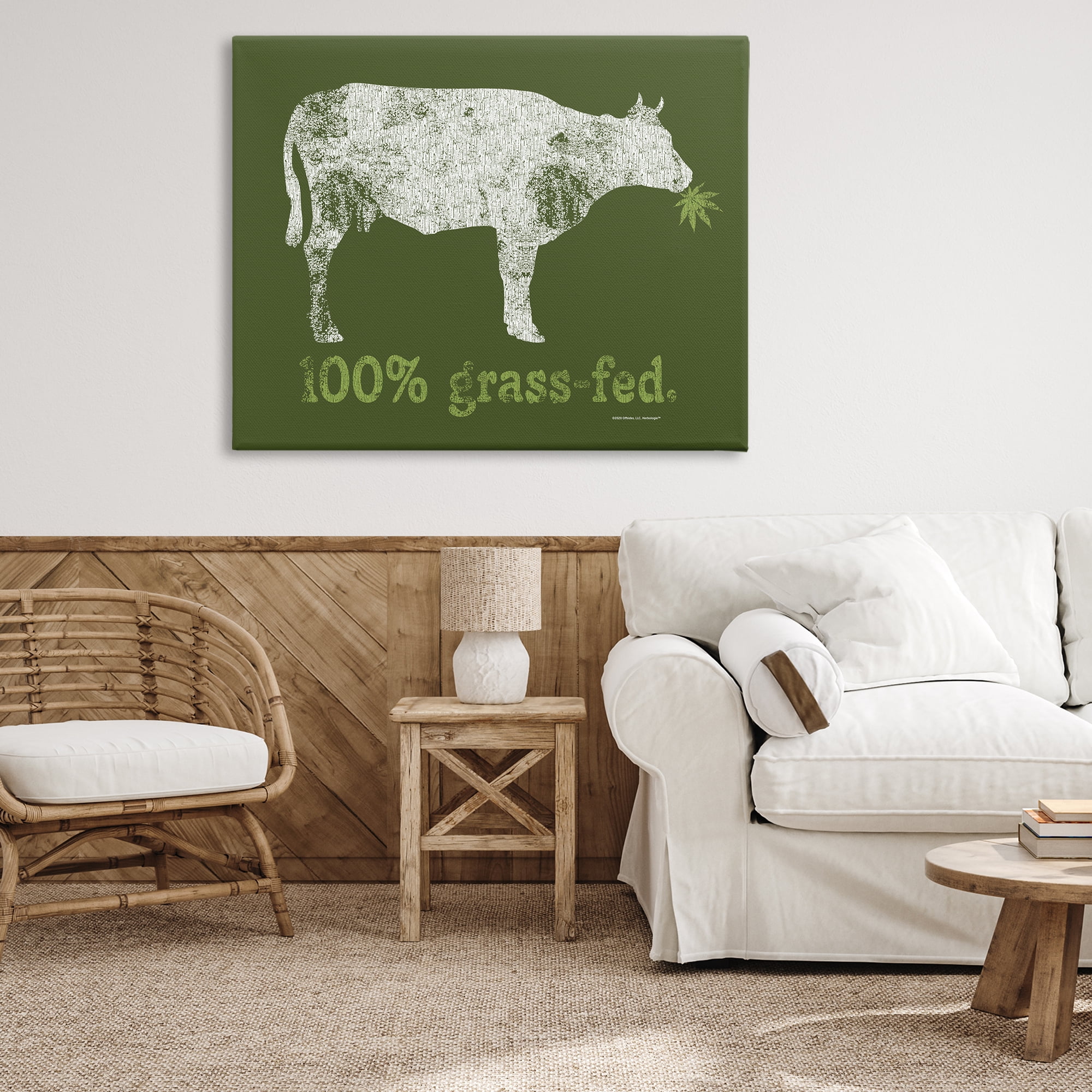 Stupell Industries Grass Fed Cow Animals Painting Wrapped Canvas Art Print Wall Art, 48 x 36