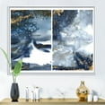 thumbnail image 2 of Designart 'Gold and Dark Blue Abstract Waves IV' Modern Framed Canvas Wall Art Print, 2 of 5
