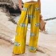 thumbnail image 2 of Linen Pants For Women, Vintage Art Printed Wide Leg Trousers, Casual Loose Daily Bottoms With Unique Pockets, 2 of 5