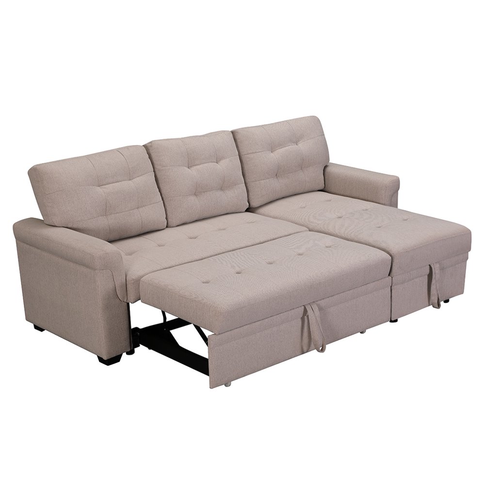 Upholstery Sleeper Sectional Sofa Home Bedroom Living Room Daybed Pull