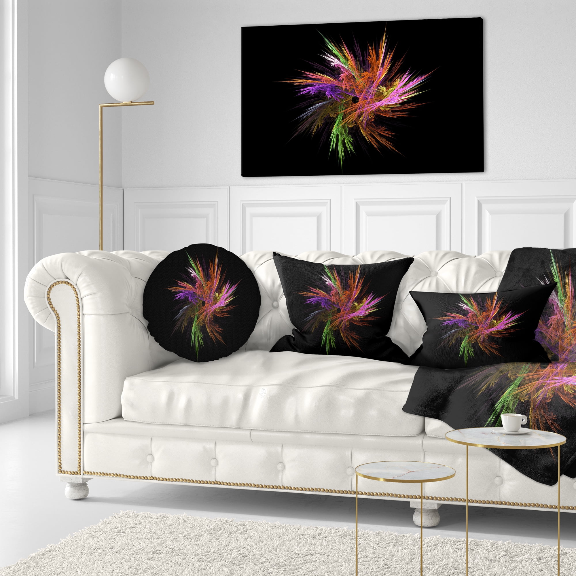 Designart 12" x 20" Black Polyester Throw Pillow