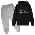 thumbnail image 1 of Odeerbi 3-14 Años Niños Niñas San Valentín Conjuntos Amor Impreso Sudaderas Capuchas Pantalones Niños Manga Larga Sudaderas Con Capucha, 1 of 3