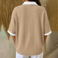 thumbnail image 7 of JOANKDMI Waffle Knit Shirts for Women Short Sleeve Collared Tops Color Block Casual Basic Tees with Pocket Relaxed Fit Summer Daily Clothes Athletic Golf Top, 7 of 7