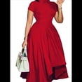 thumbnail image 1 of Vestido Elegante Informal de Corta para Mujer, Estilo Oficina, Fiesta, Corte A Rojo XL, 1 of 10