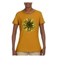 thumbnail image 2 of Wild Bobby, Artsy Cheetah Leopard Print Sunflower, Fashion, Women Graphic Tee, Gold, Large, 2 of 3