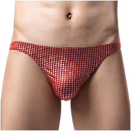 Savings Clearance RbCulf Men Colorful Glossy Panty Low Waist Briefs Bulge Pouch G-String Nightclub Clothing Clubwear Underpants Sale Clearance Valentine s Day Gifts