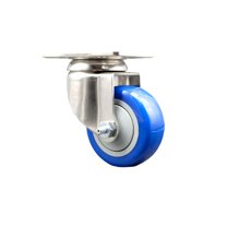 3.5 Inch 316SS Blue Polyurethane Wheel Swivel Top Plate Caster Service Caster