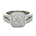 thumbnail image 4 of Diamond Wedding Ring Set Round Brilliant Diamond Cushion Halo Rings Split Shank 14K White Gold 1.25 Carat (G,I1), 4 of 5