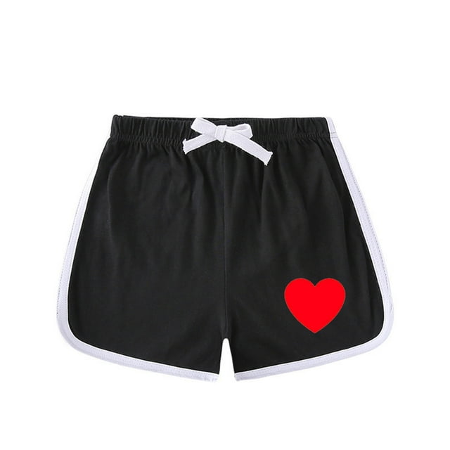 Odeerbi 1-8 Años Niños Niñas Pantalones Cortos de Algodón de Verano Love Print Workout Pantalones Cortos Deportivos Casual Sueltos Pantalones Cortos Cómodos
