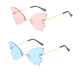 thumbnail image 1 of Gafas de Sol de Mariposa BRILLAR Sin Montura Gran Tamaño Metal Azul Rosa, 1 of 5