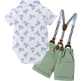 thumbnail image 3 of ZOEREA Baby Boy Clothes Suit Infant Short Sleeve Gentleman Outfits Dress Shirt+Bowtie+Suspender Shorts 0-18M, 3 of 13