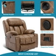 thumbnail image 7 of OUINCH 360° Swivel Glider Rocker Recliner with Massage, Heat, USB Ports & Cup Holders, Brown, 7 of 7
