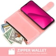 thumbnail image 3 of Compatible with T-Mobile Revvl 7 5G Wallet Phone Case and Tempered Glass Screen Protector Flower Faux Leather Flip Credit Card Holder Stand Zipper Cell Cover for T Mobile Revel7 Women Pink, 3 of 9