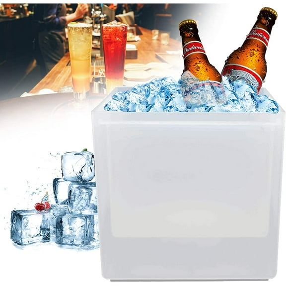 Muti-Color 3.5L LED Ice Bucket Double Layer Square Champagne Wine Drinks Beer Bucket with Multi Color Gradual Change for KTV Parties Bars Home Wedding