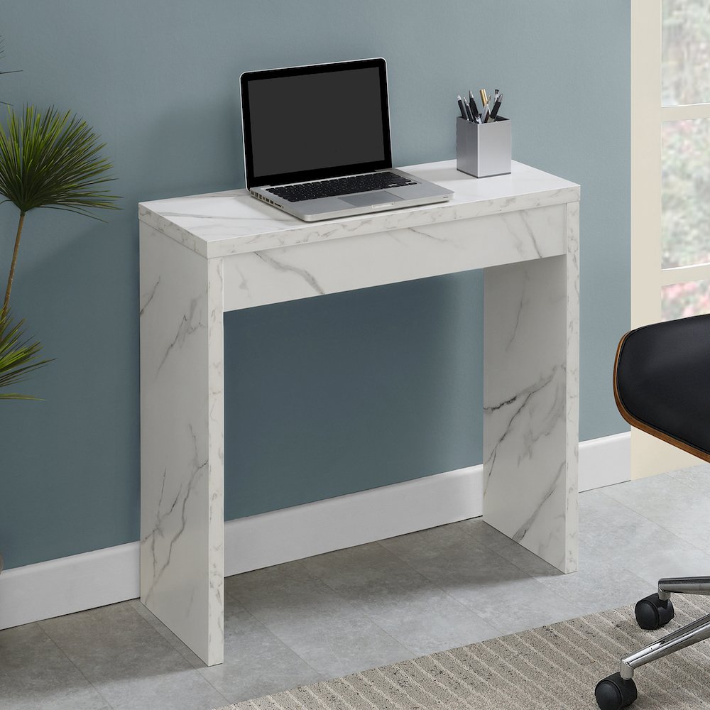 Convenience Concepts Northfield Wood Entryway Console/Hall Table, White Faux Marble