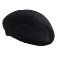 thumbnail image 2 of UDIYO Wool Beret Hat Soft Keep Warm Solid Color French Beret with Dual Flowers Decor, 2 of 8