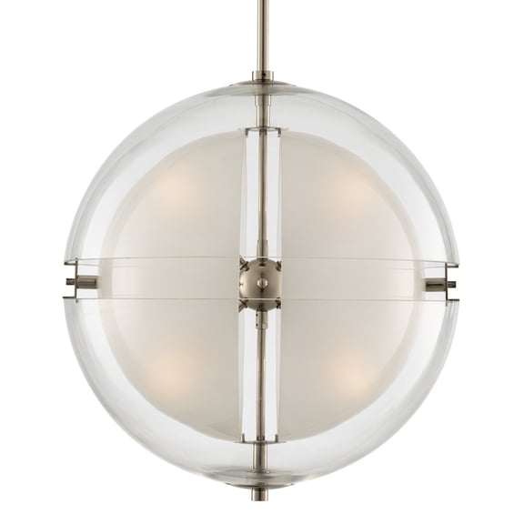 509752PN-Kalco Lighting-Sussex - 18 Inch 16W 4 LED Pendant Polished Nickel Finish with Clear Hemisphere Glass