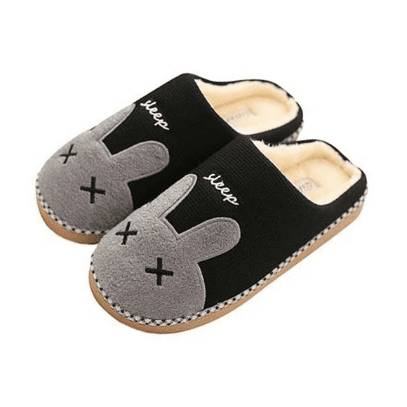 Winter Cotton Slippers Plush Warmth Soft Slippers Cozy Home Non-slip Slippers with Cartoon for Men Women (Size: 39-40)