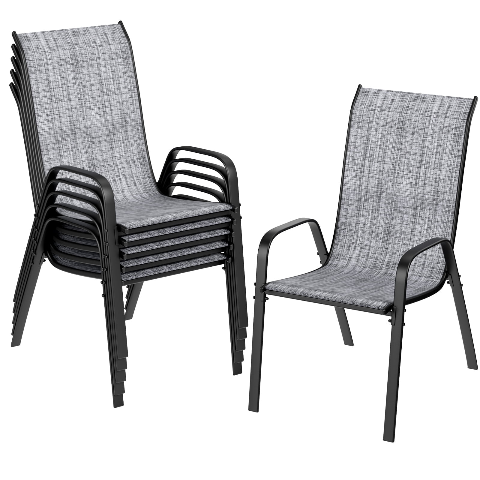 TLSUNNY Outdoor Dining Chairs Set of 6, Stackable Patio Chairs, for Camping/Poolside/Porch/Outdoor Dining Areas