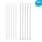Bonison Straws Replacement for Hydro Flask Wide Mouth Bottle Straw Lid, Set of 5 Straws and 5 Pipe Cleaner Brushes, BPA-Free.