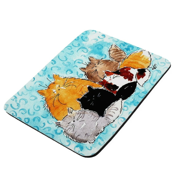 Maine Coon Kitty Family Mama and Four Kittens Abstract Cat Art by Denise Every - KuzmarK Mousepad / Hot Pad / Trivet
