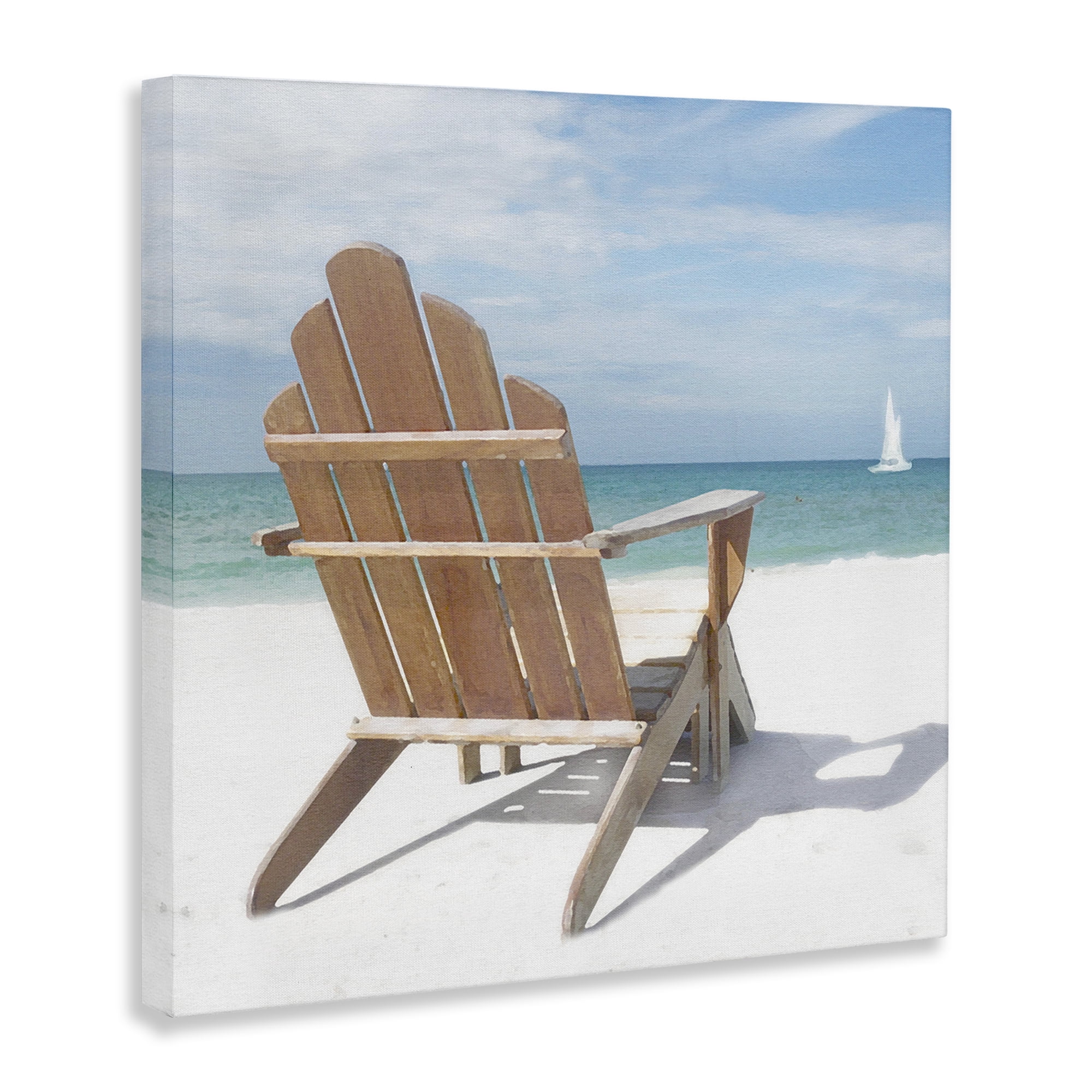 Stupell Industries View West Beach Chair Landscape Painting Gallery Wrapped Canvas Art Print Wall Art, 30 x 30