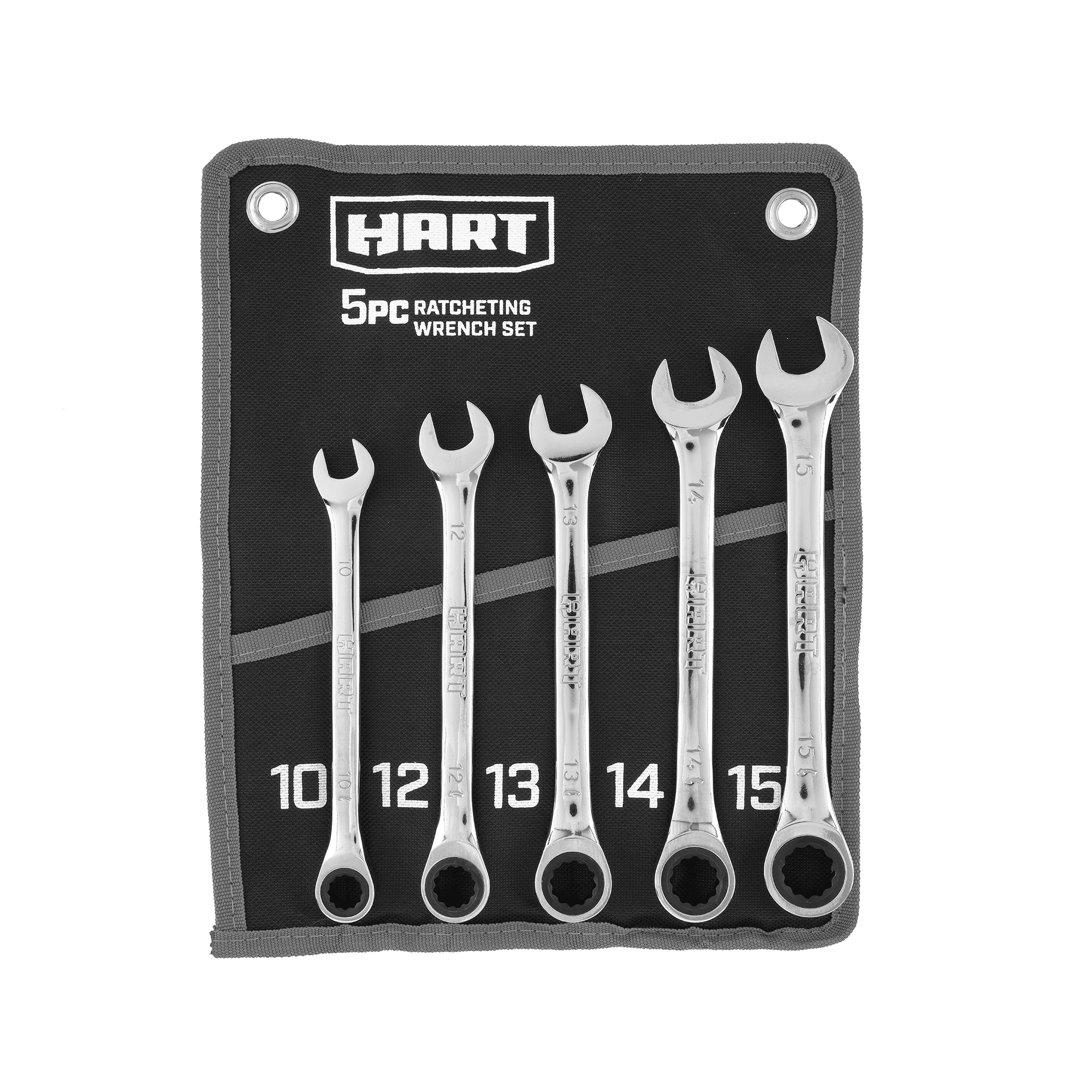 Hart 5Piece MM Ratcheting Wrench Set with Tool Pouch, Chrome Vanadium