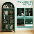 thumbnail image 3 of 74" Arched Bookcase, 5-Tier Tall Arch Bookshelf Arched Storage Cabinet with Open & Adjustable Shelves & Cross Door Metal Kitchen Pantry Display Cabinet for Home Office Black Green, 3 of 9