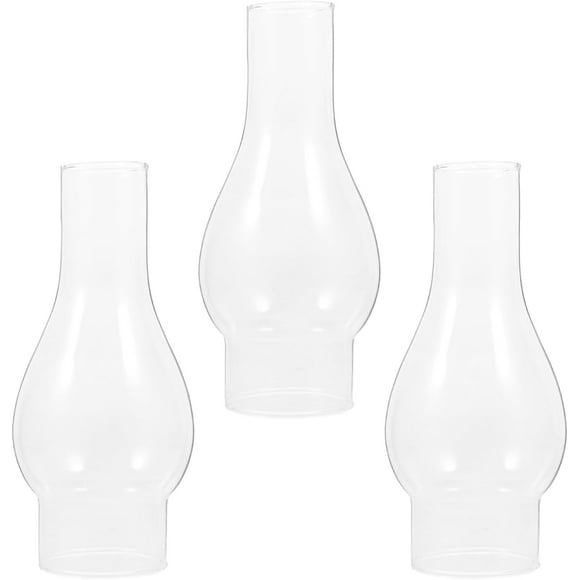 Oil Lamp Chimney: 3 pcs Clear Hurricane Lamp Globes 2.12“ Base 1.37“ Replacement Chimney for Oil Lamp
